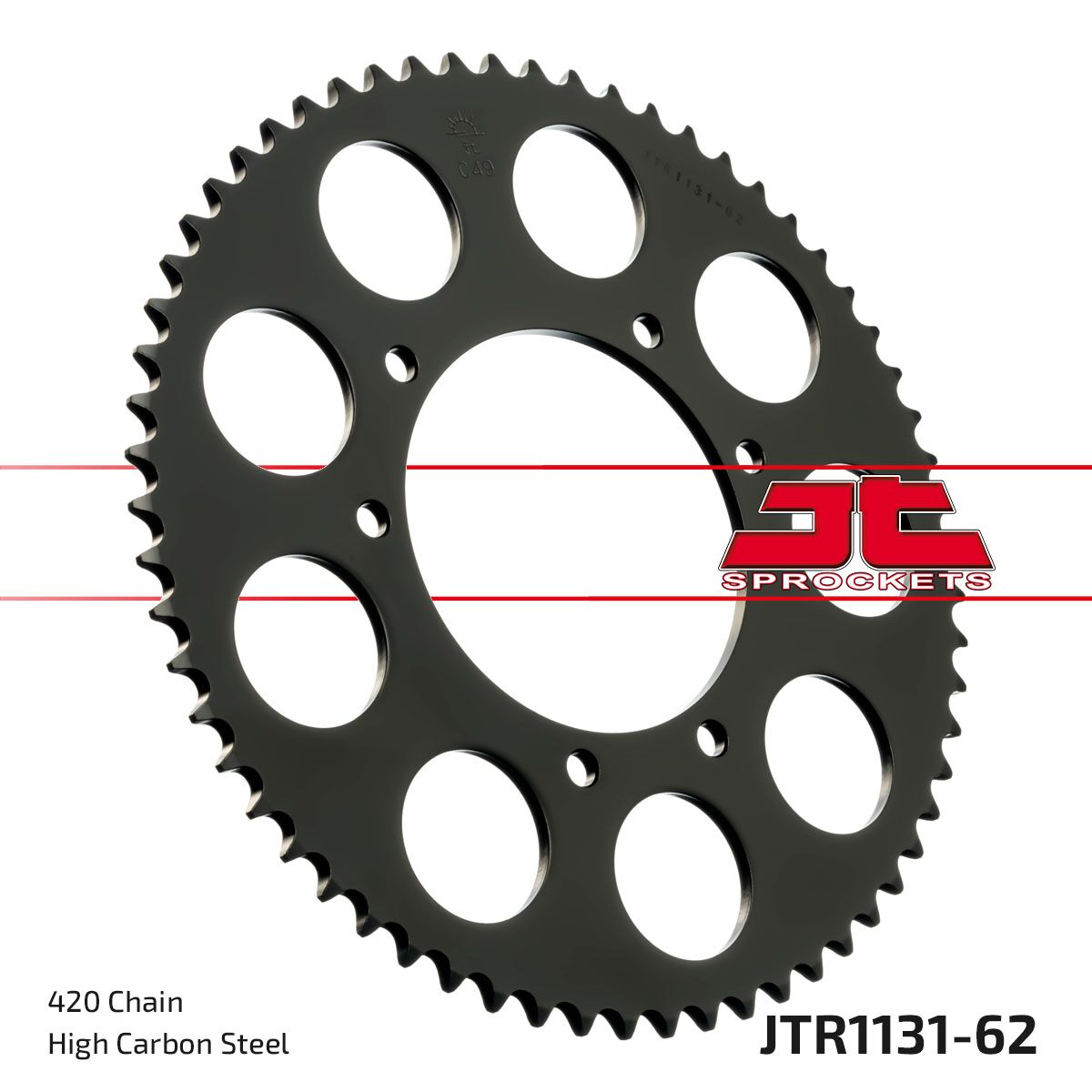 JTR1131.62 REAR REPLACEMENT SPROCKET 62 TEETH 420 PITCH BLACK C49 HIGH CARBON STEEL