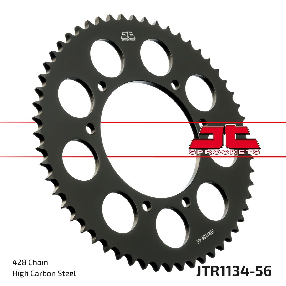 JTR1134.56 REAR REPLACEMENT SPROCKET 56 TEETH 428 PITCH BLACK C49 HIGH CARBON STEEL