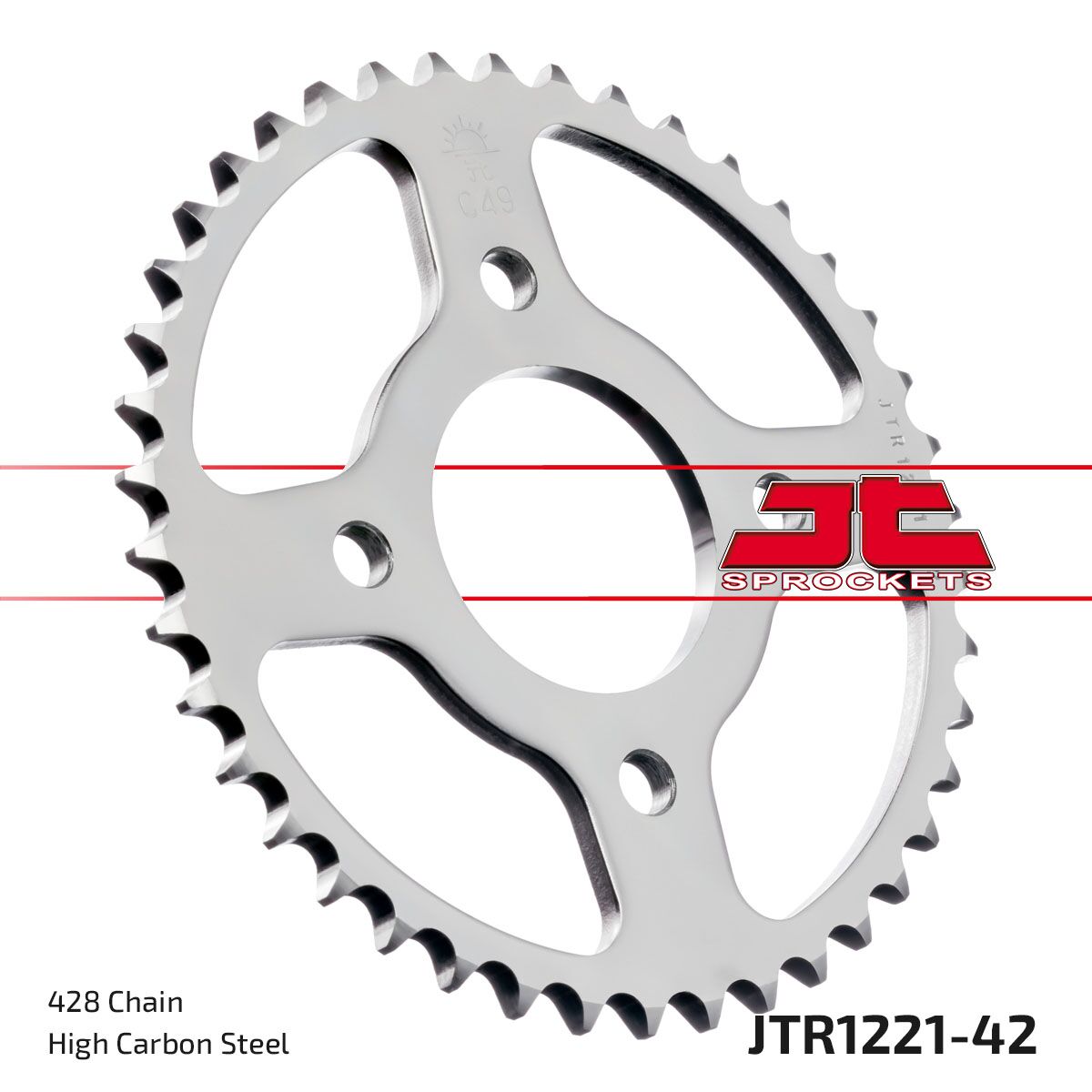 JTR1221.42 REAR REPLACEMENT SPROCKET 42 TEETH 428 PITCH NATURAL C49 HIGH CARBON STEEL