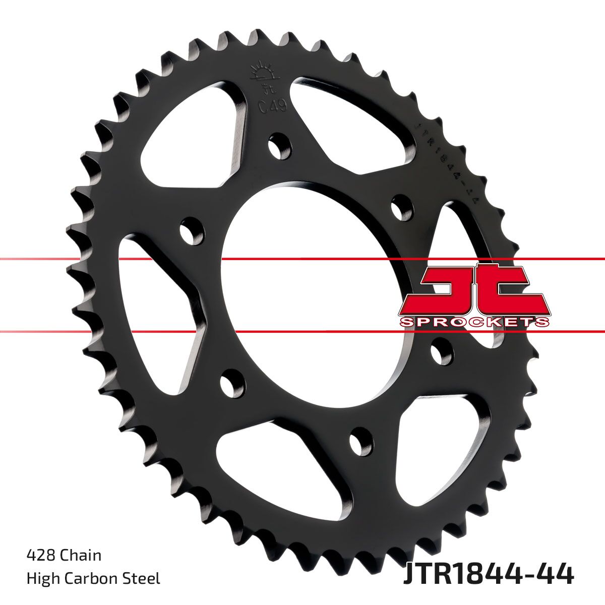 JTR1844.44 REAR REPLACEMENT SPROCKET 44 TEETH 428 PITCH BLACK C49 HIGH CARBON STEEL