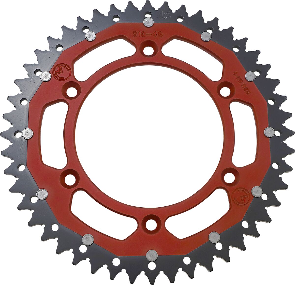 REAR SPROCKET / 48 TEETH / 520 PITCH / RED/NATURAL / ALUMINIUM/STEEL