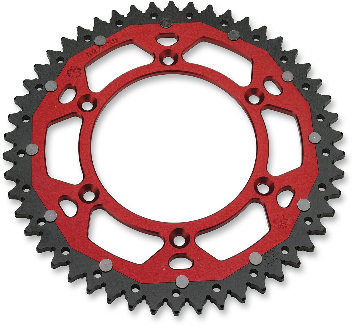 REAR SPROCKET / 50 TEETH / 520 PITCH / RED/NATURAL / ALUMINIUM/STEEL