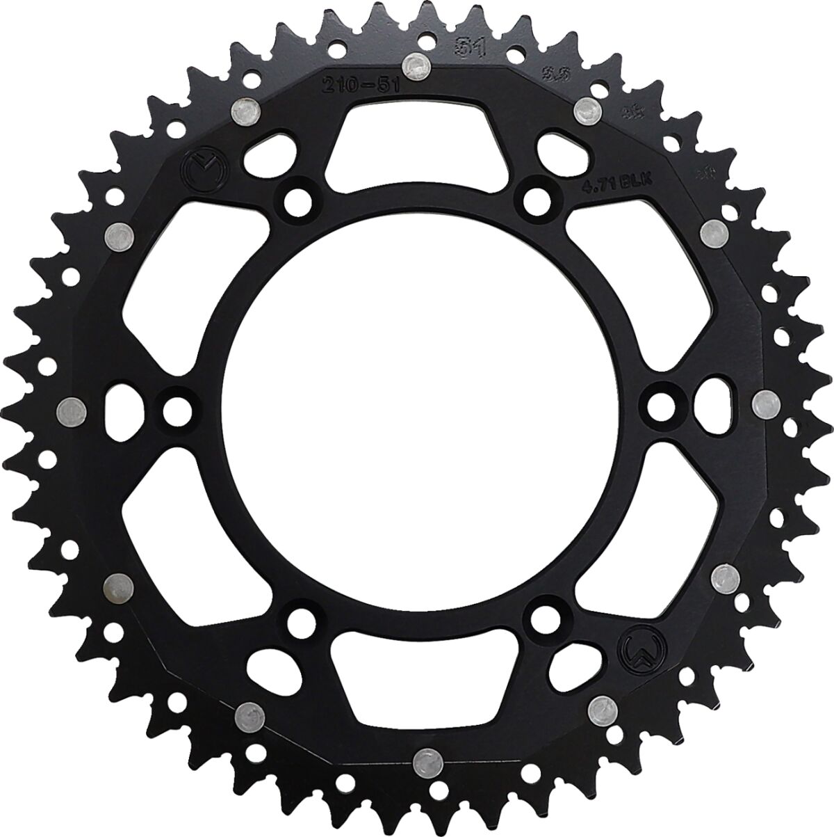 REAR SPROCKET / 51 TEETH / 520 PITCH / BLACK/NATURAL / ALUMINIUM/STEEL