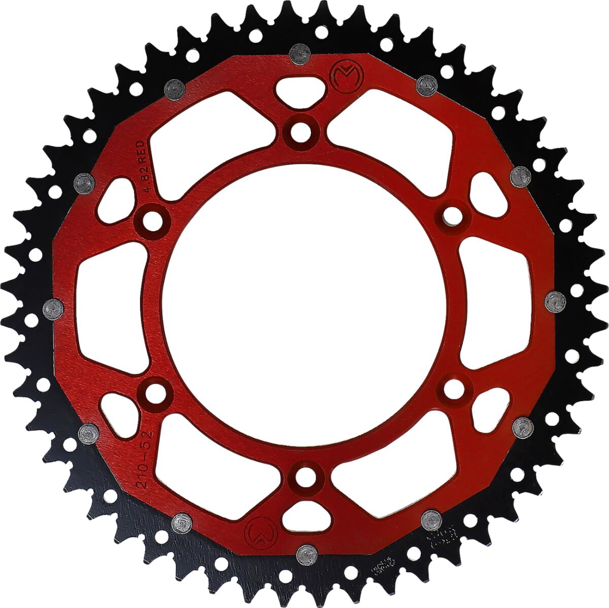 REAR SPROCKET / 52 TEETH / 520 PITCH / RED/NATURAL / ALUMINIUM/STEEL