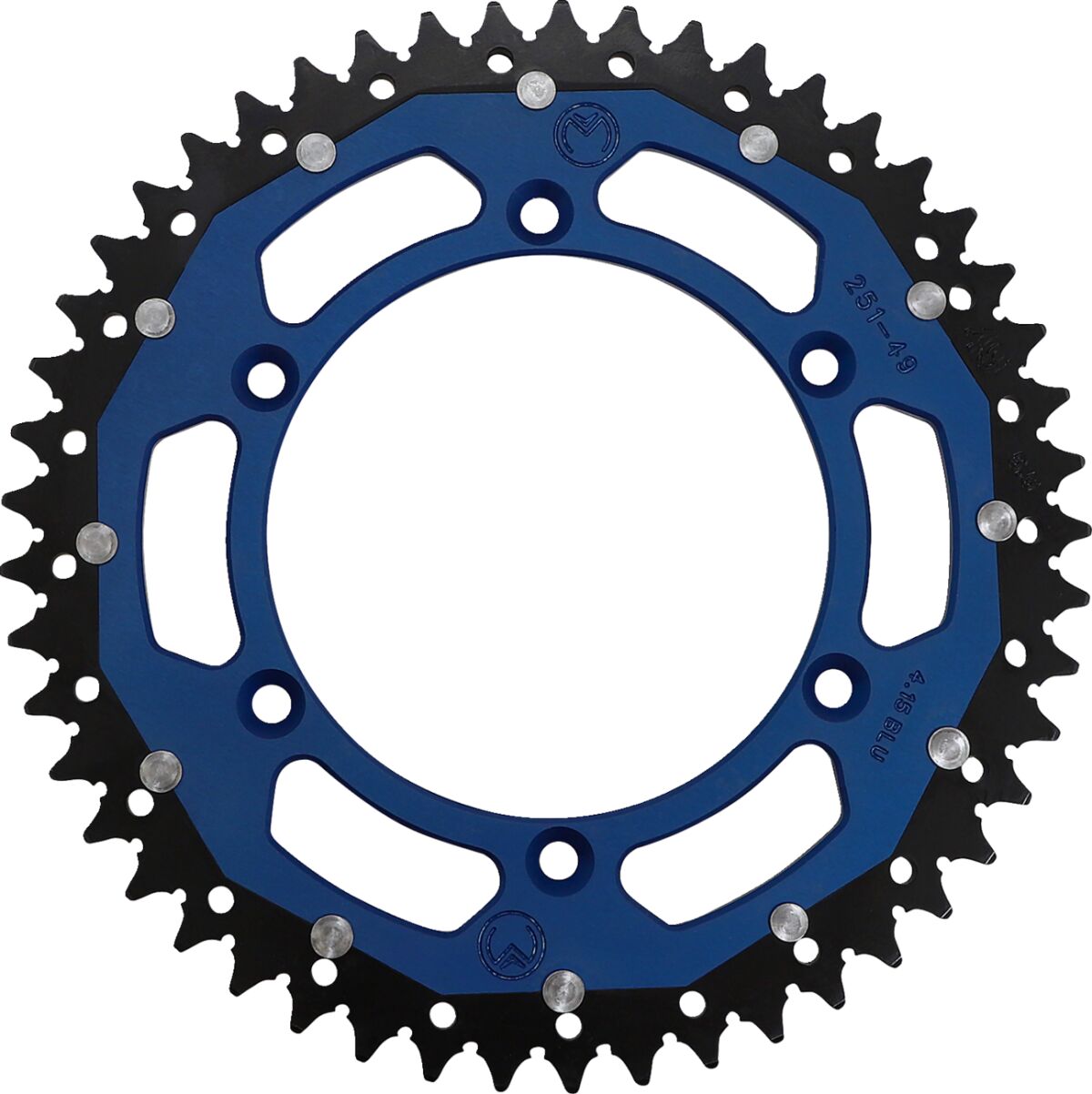REAR SPROCKET / 49 TEETH / 520 PITCH / BLUE/NATURAL / ALUMINIUM/STEEL