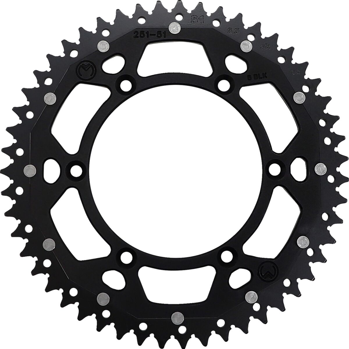 REAR SPROCKET / 51 TEETH / 520 PITCH / BLACK/NATURAL / ALUMINIUM/STEEL