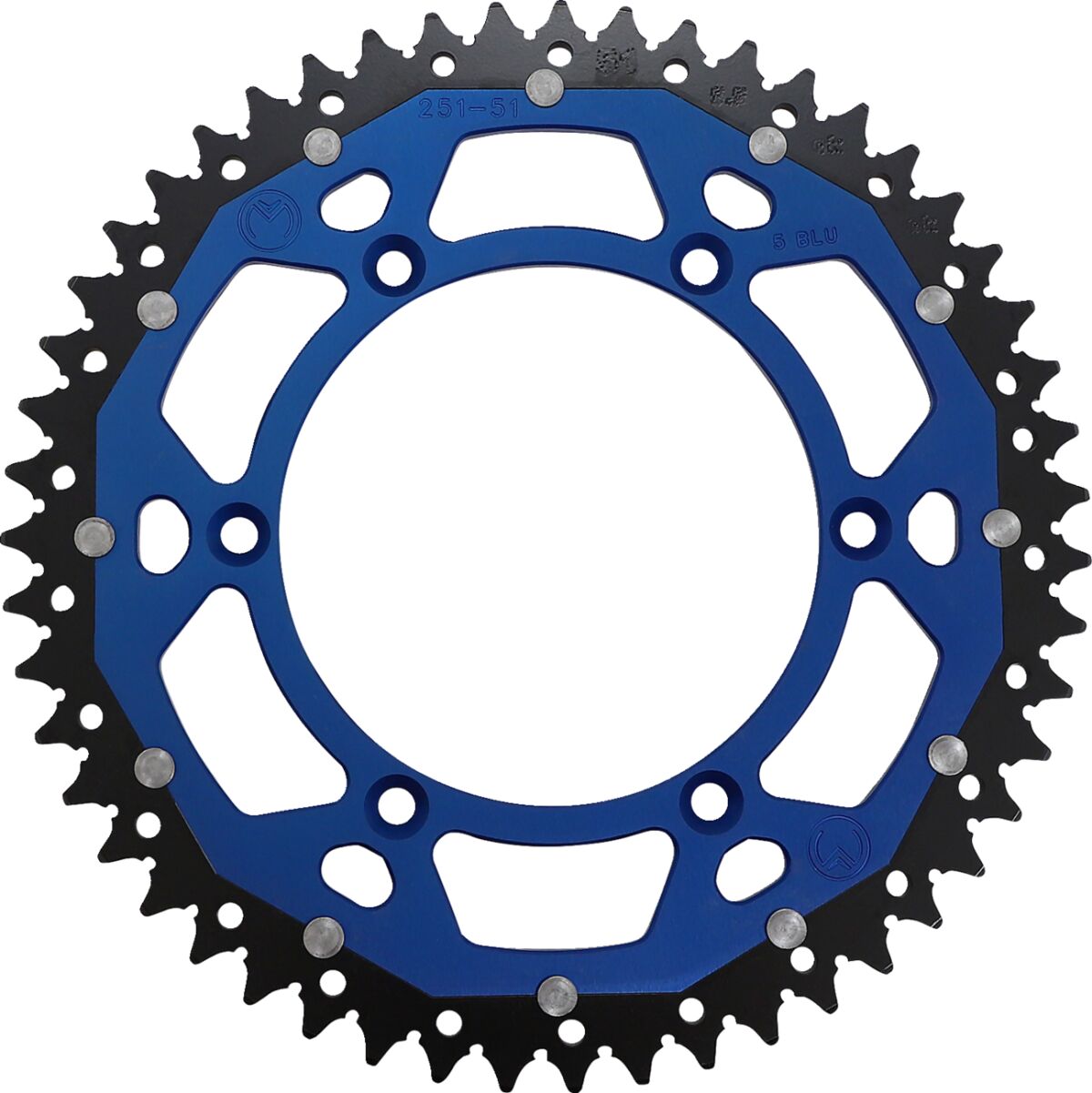 REAR SPROCKET / 51 TEETH / 520 PITCH / BLUE/NATURAL / ALUMINIUM/STEEL