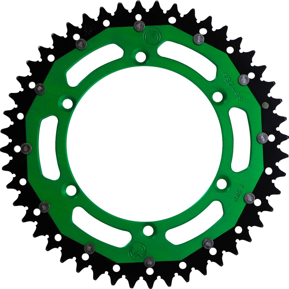 REAR SPROCKET / 48 TEETH / 520 PITCH / GREEN/NATURAL / ALUMINIUM/STEEL
