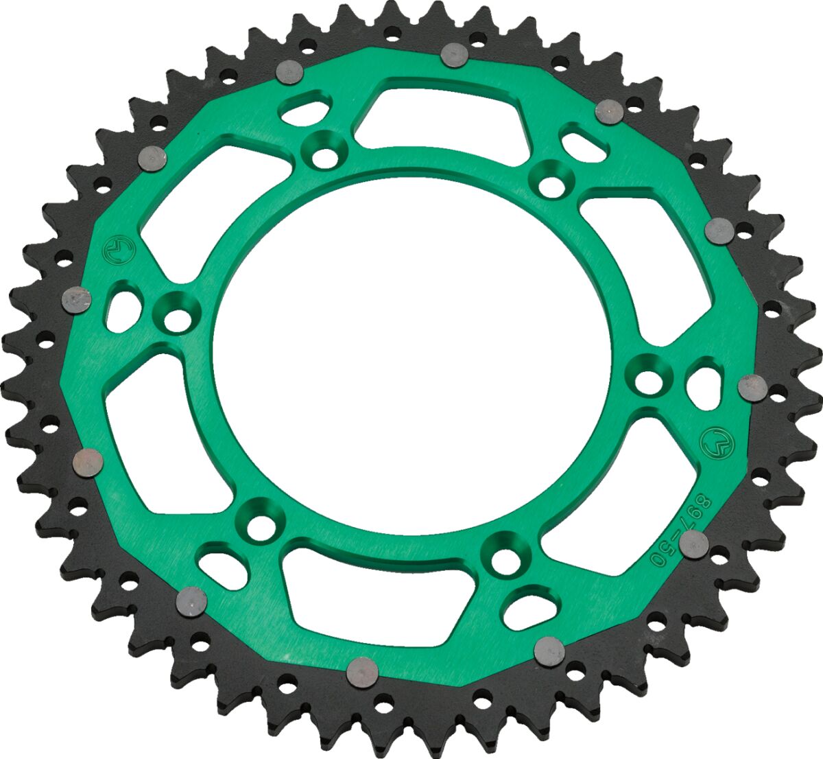 REAR SPROCKET / 50 TEETH / 520 PITCH / GREEN/NATURAL / ALUMINIUM/STEEL