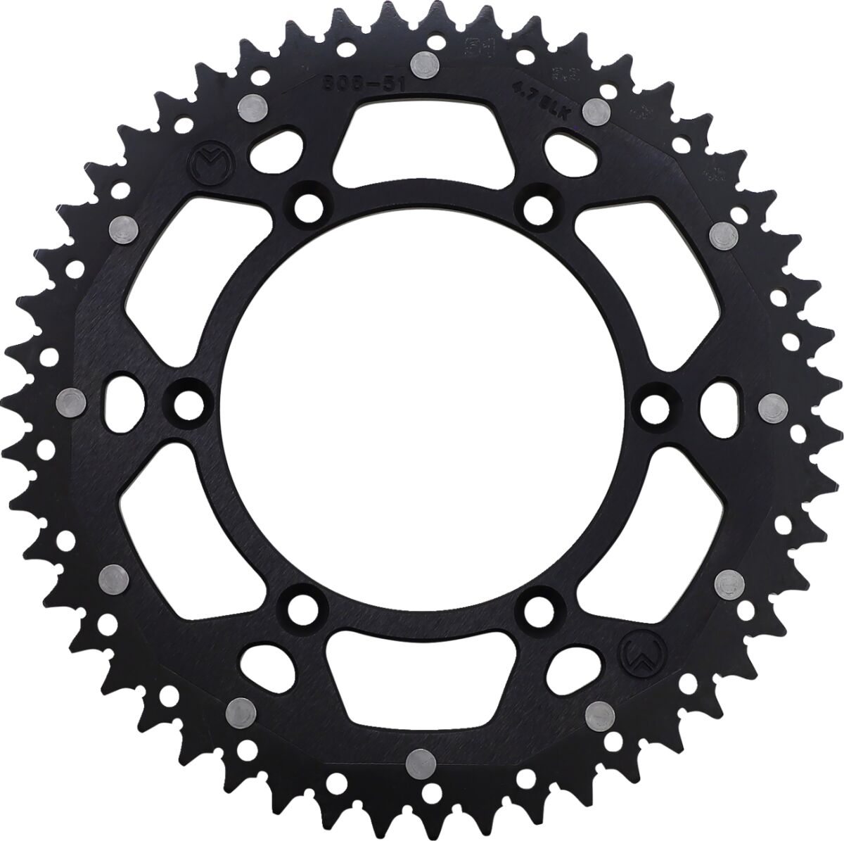 REAR SPROCKET / 51 TEETH / 520 PITCH / BLACK/NATURAL / ALUMINIUM/STEEL