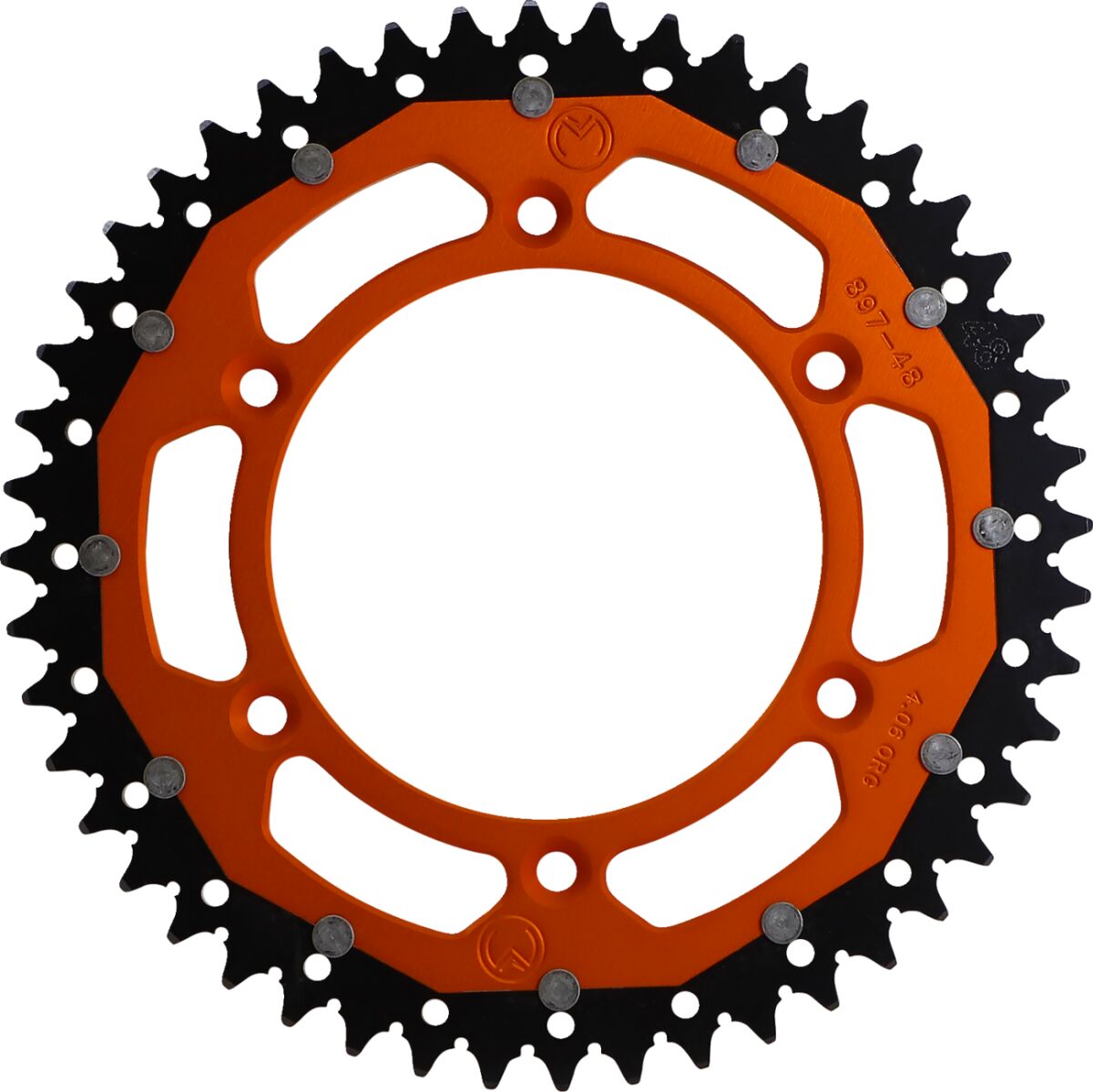 REAR SPROCKET / 48 TEETH / 520 PITCH / ORANGE/NATURAL / ALUMINIUM/STEEL