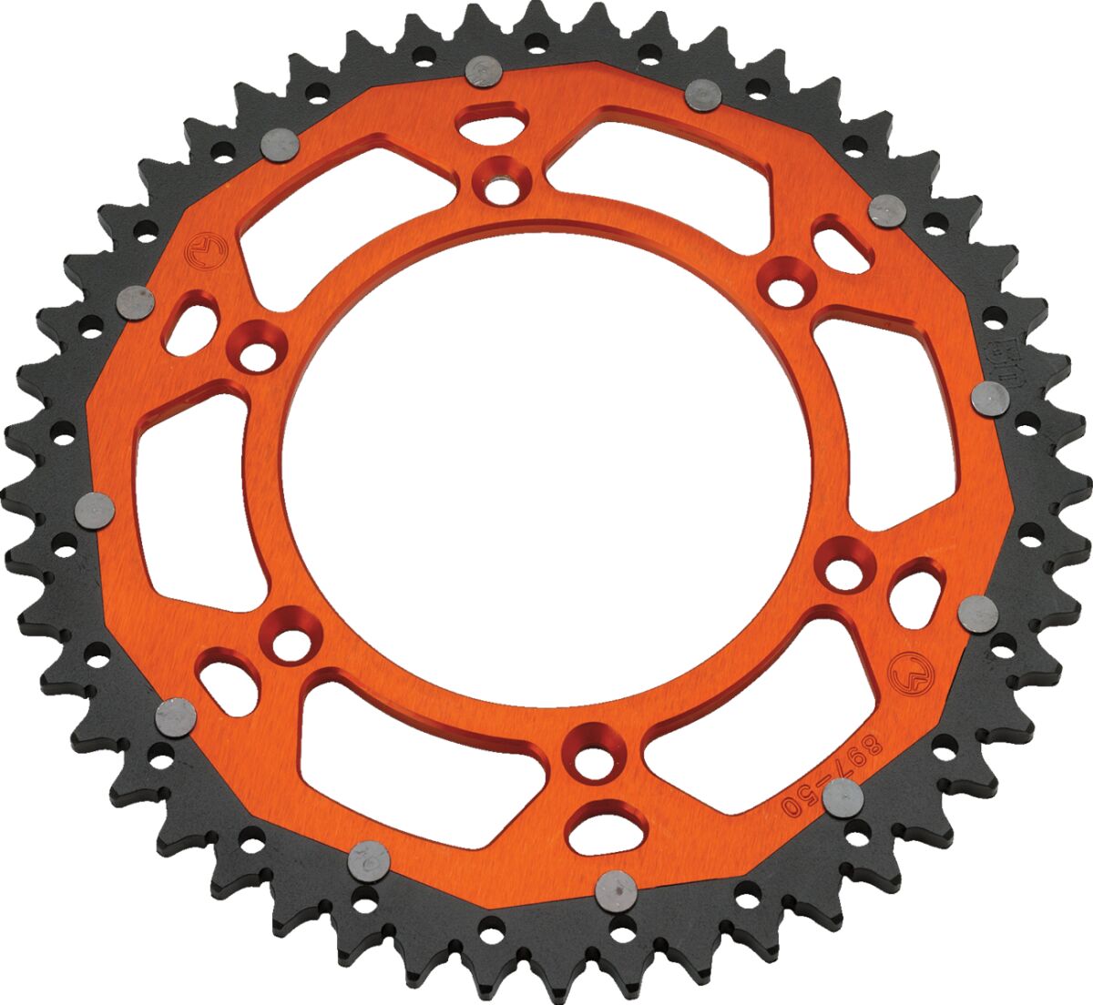 REAR SPROCKET / 50 TEETH / 520 PITCH / ORANGE/NATURAL / ALUMINIUM/STEEL