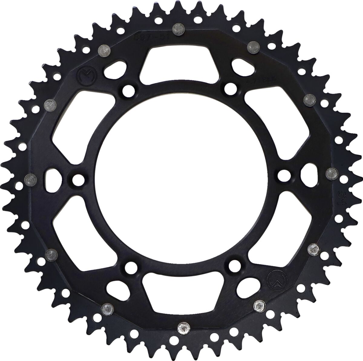 REAR SPROCKET / 51 TEETH / 520 PITCH / BLACK/NATURAL / ALUMINIUM/STEEL