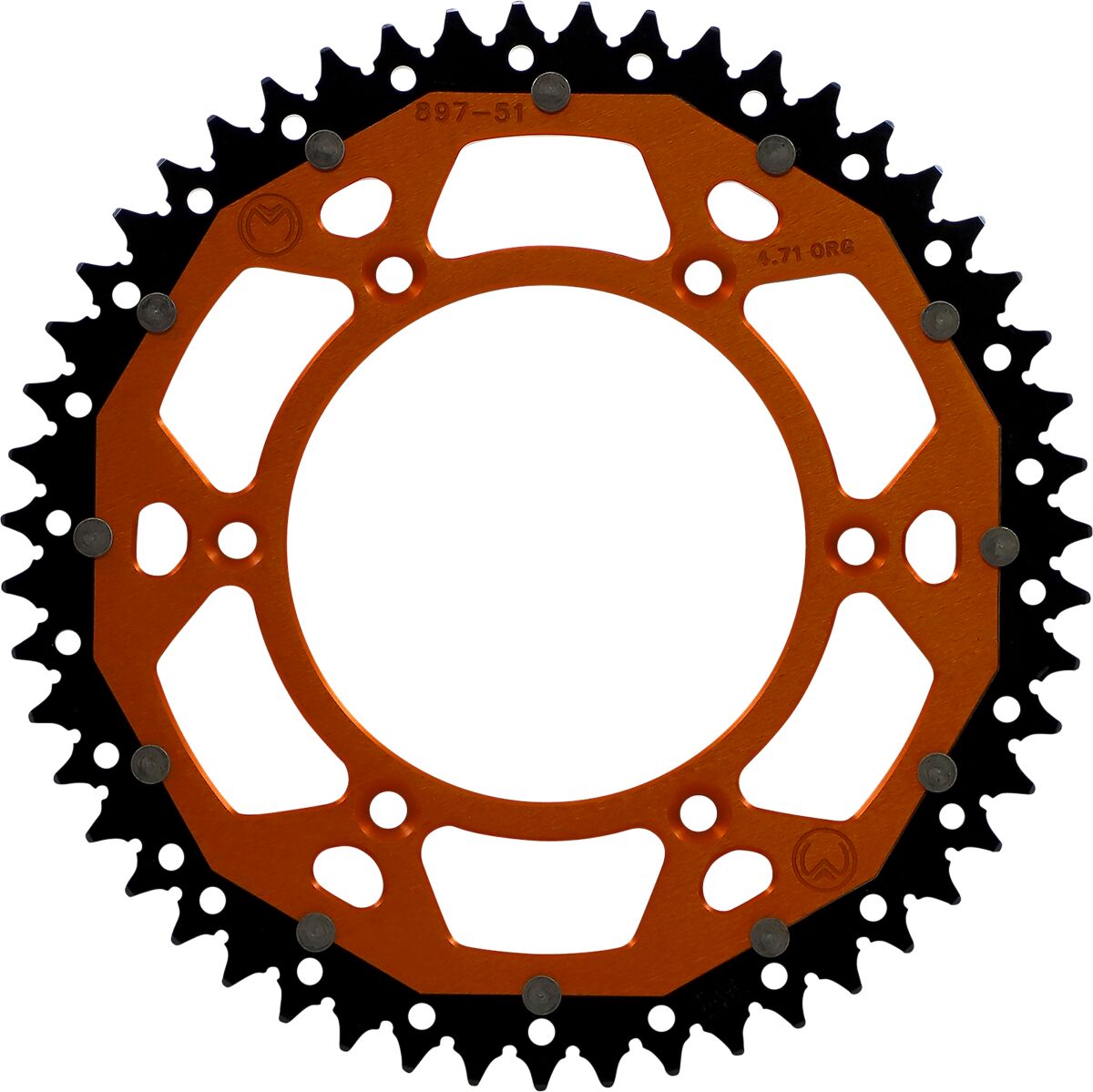 REAR SPROCKET / 51 TEETH / 520 PITCH / ORANGE/NATURAL / ALUMINIUM/STEEL