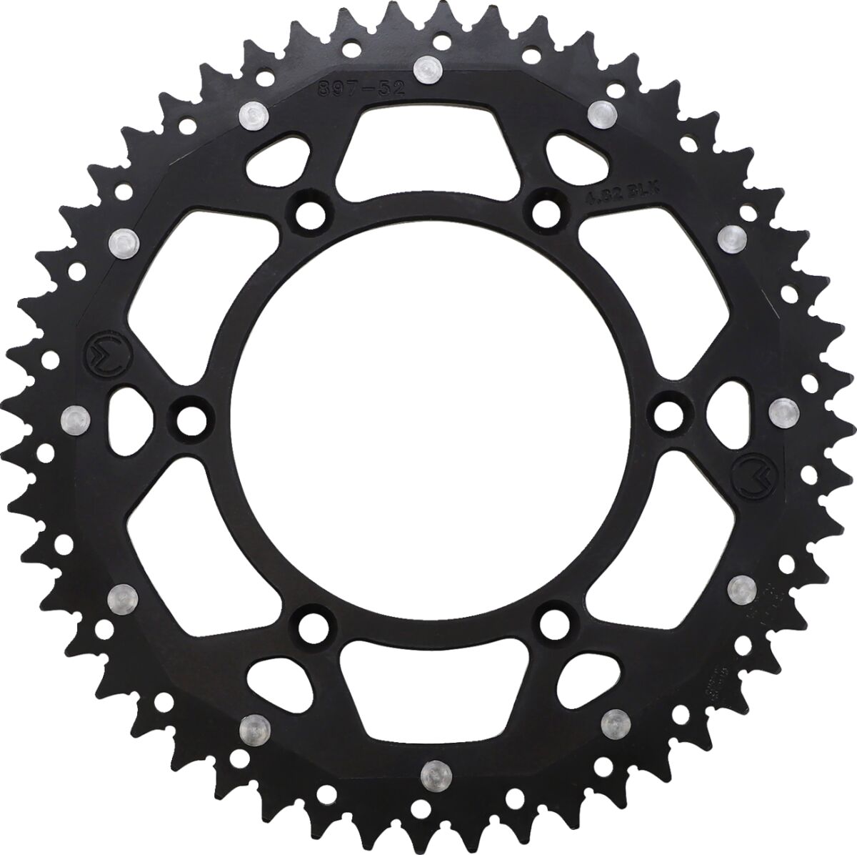 REAR SPROCKET / 52 TEETH / 520 PITCH / BLACK/NATURAL / ALUMINIUM/STEEL