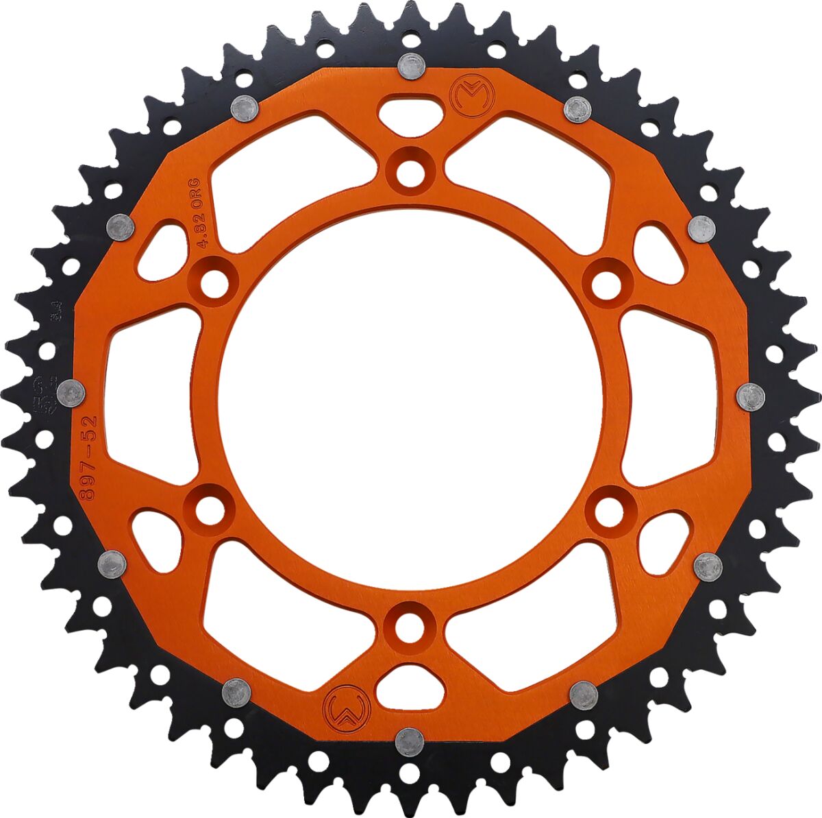 REAR SPROCKET / 52 TEETH / 520 PITCH / ORANGE/NATURAL / ALUMINIUM/STEEL