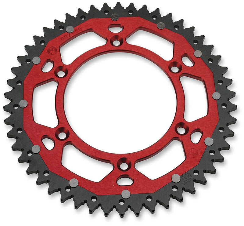 REAR SPROCKET / 48 TEETH / 520 PITCH / RED/NATURAL / ALUMINIUM/STEEL