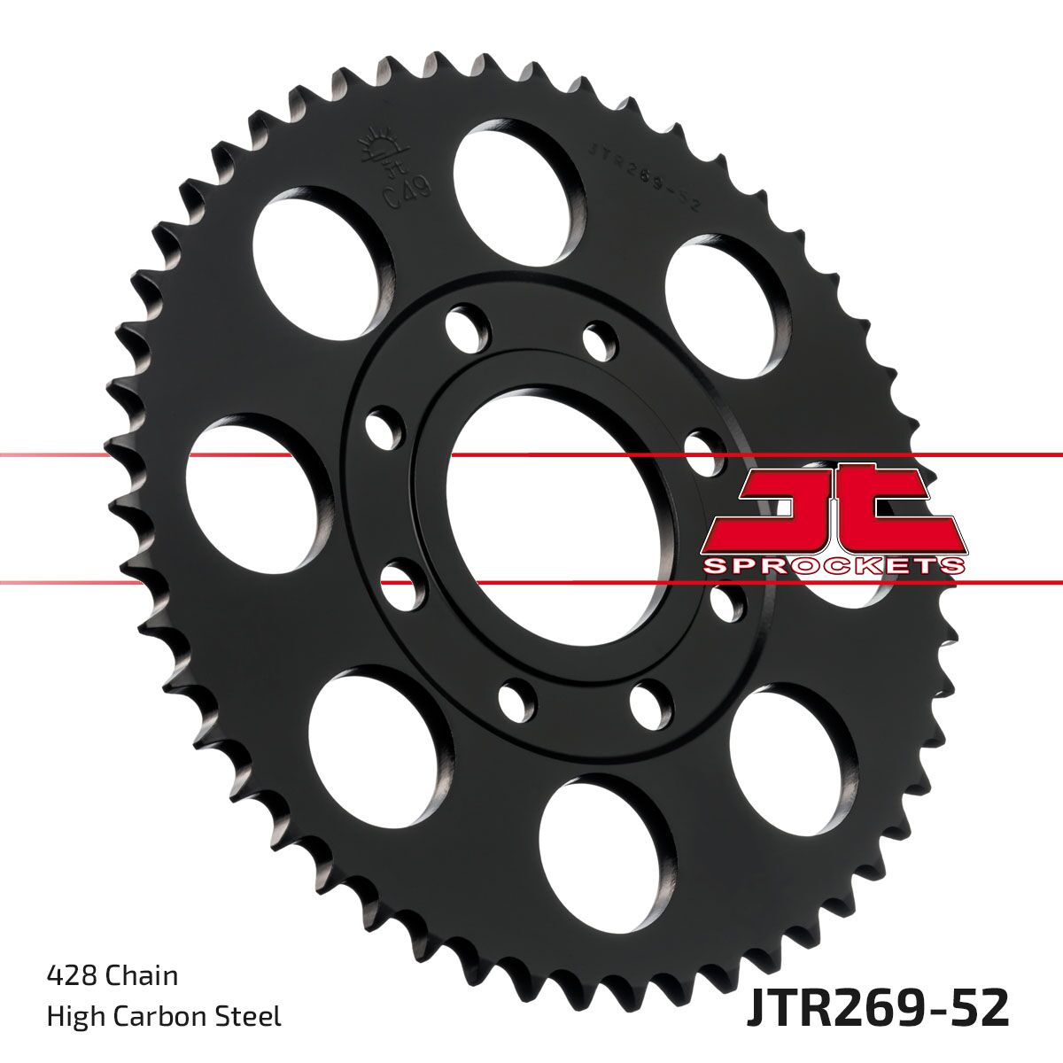 JTR269.52 REAR REPLACEMENT SPROCKET 52 TEETH 428 PITCH BLACK C49 HIGH CARBON STEEL