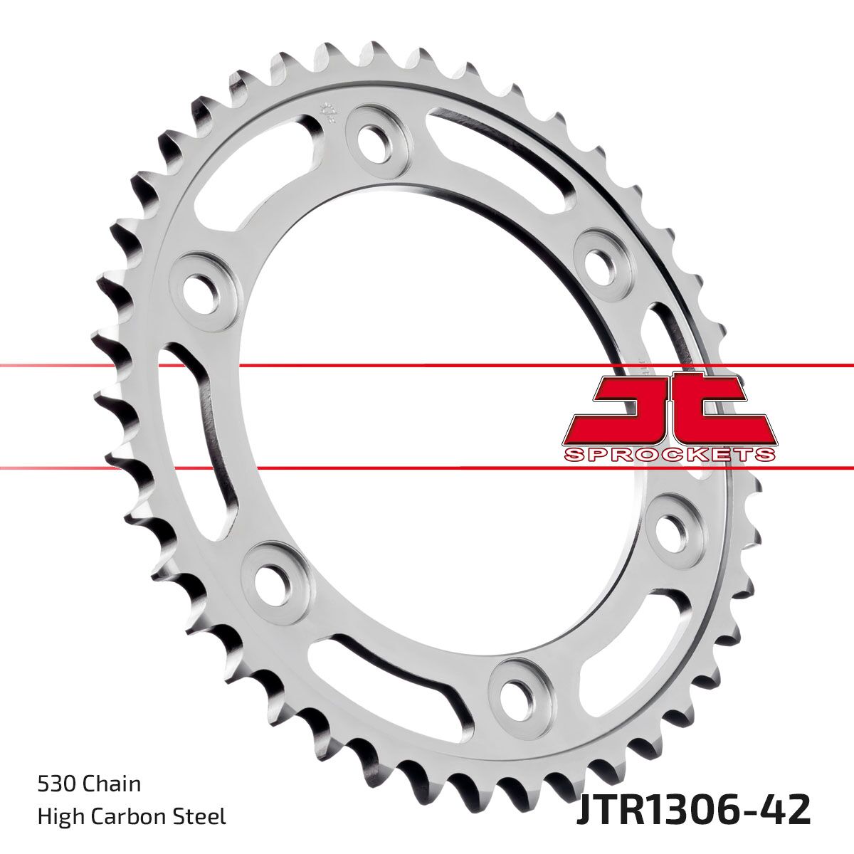 JTR1306.42ZBK REAR REPLACEMENT SPROCKET 42 TEETH 530 PITCH NATURAL C49 HIGH CARBON STEEL