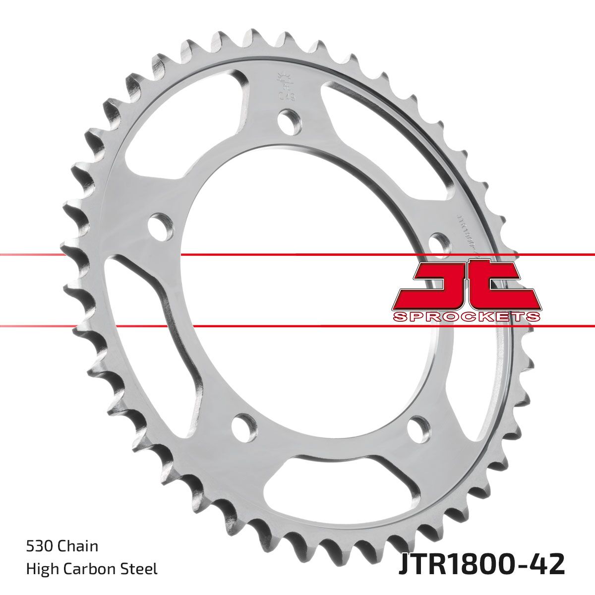 JTR1800.42ZBK REAR REPLACEMENT SPROCKET 42 TEETH 50 PITCH NATURAL C49 HIGH CARBON STEEL