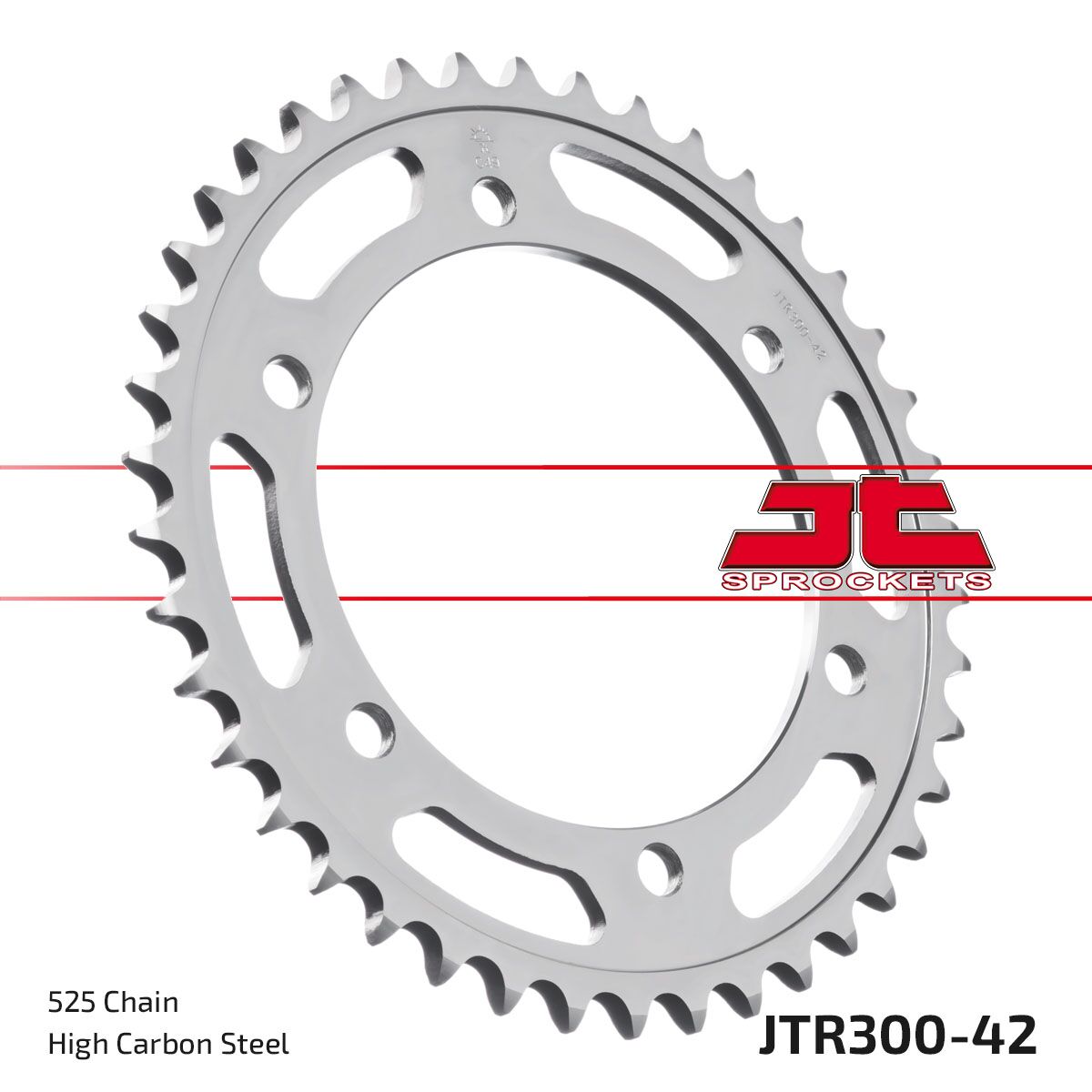 JTR300.42ZBK REAR REPLACEMENT SPROCKET 42 TEETH 525 PITCH NATURAL C49 HIGH CARBON STEEL