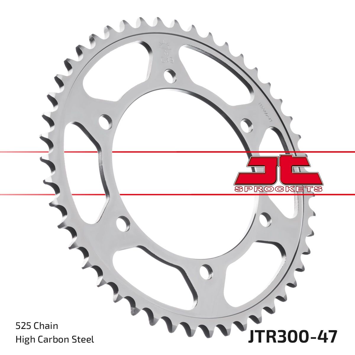 JTR300.47ZBK REAR REPLACEMENT SPROCKET 47 TEETH 525 PITCH NATURAL C49 HIGH CARBON STEEL