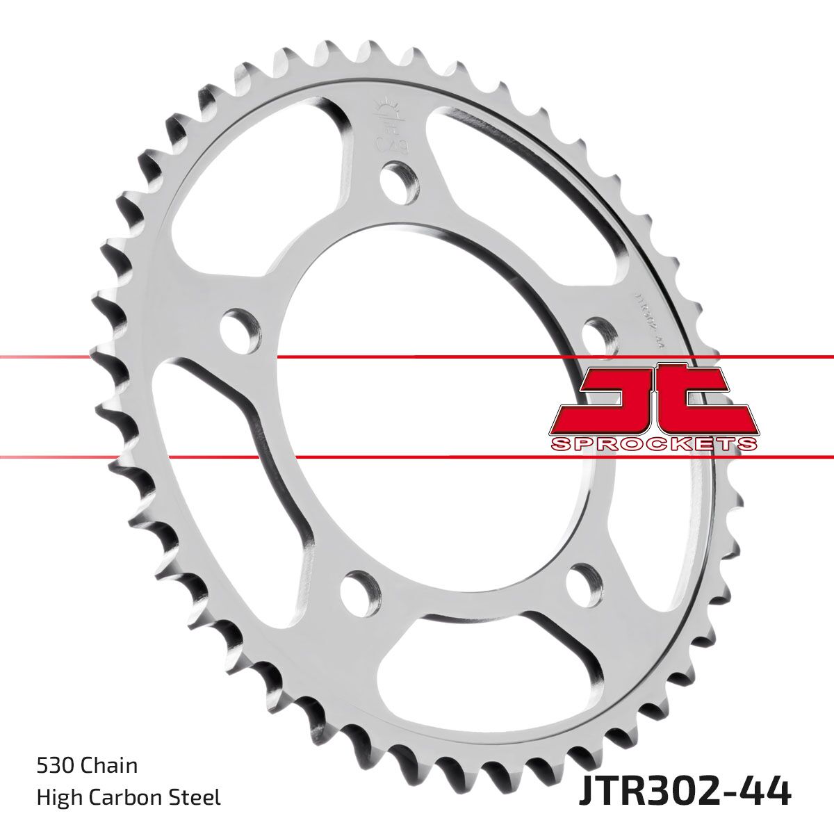 JTR302.44ZBK REAR REPLACEMENT SPROCKET 44 TEETH 50 PITCH NATURAL C49 HIGH CARBON STEEL