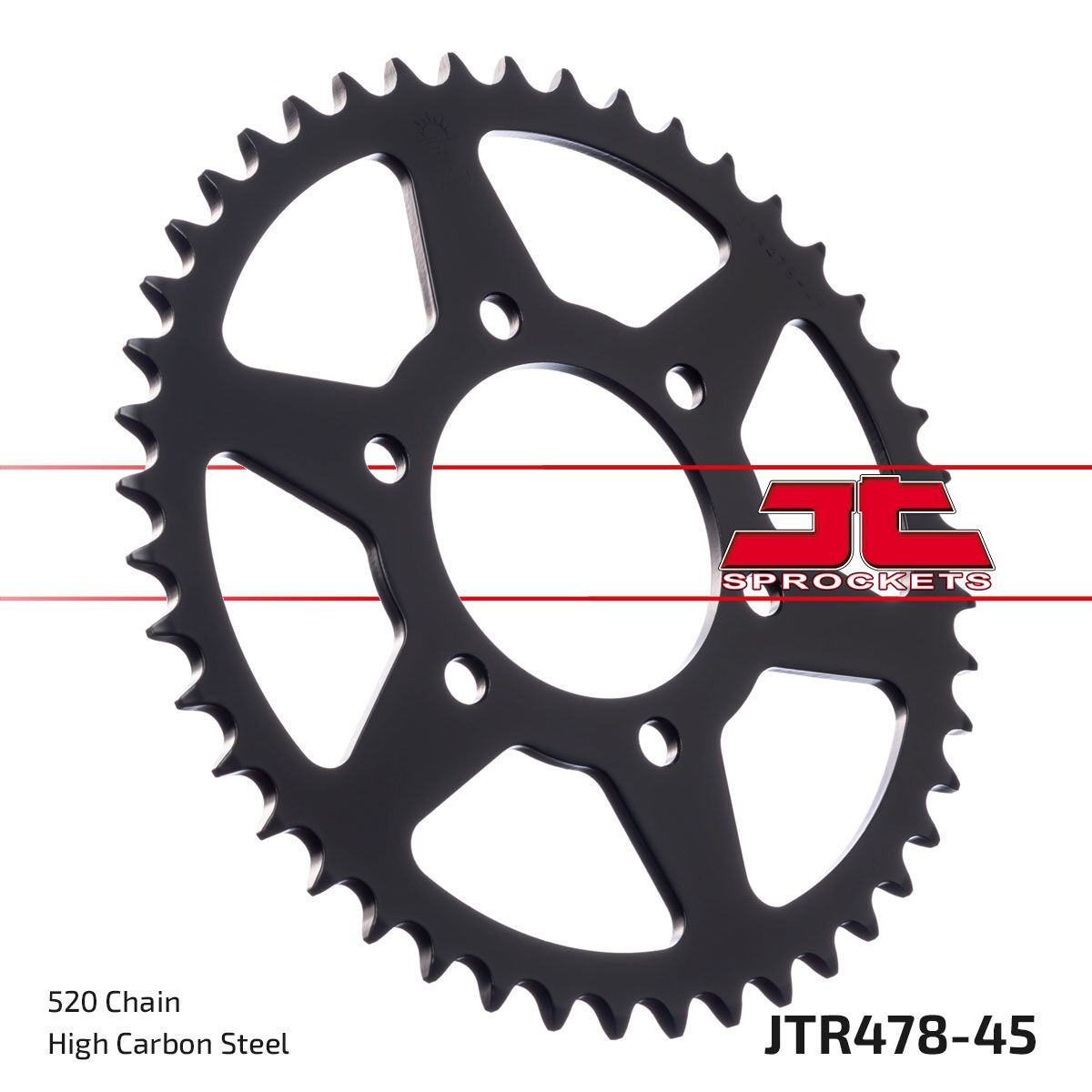 JTR478.45ZBK REAR LIGHTWEIGHT SPROCKET 45 TEETH 520 PITCH NATURAL 7075-T6 ALUMINIUM ALLOY