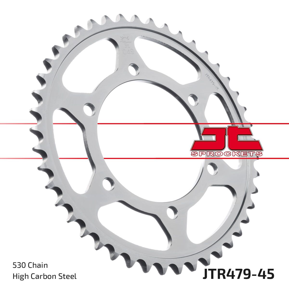 JTR479.45ZBK REAR REPLACEMENT SPROCKET 45 TEETH 50 PITCH NATURAL C49 HIGH CARBON STEEL