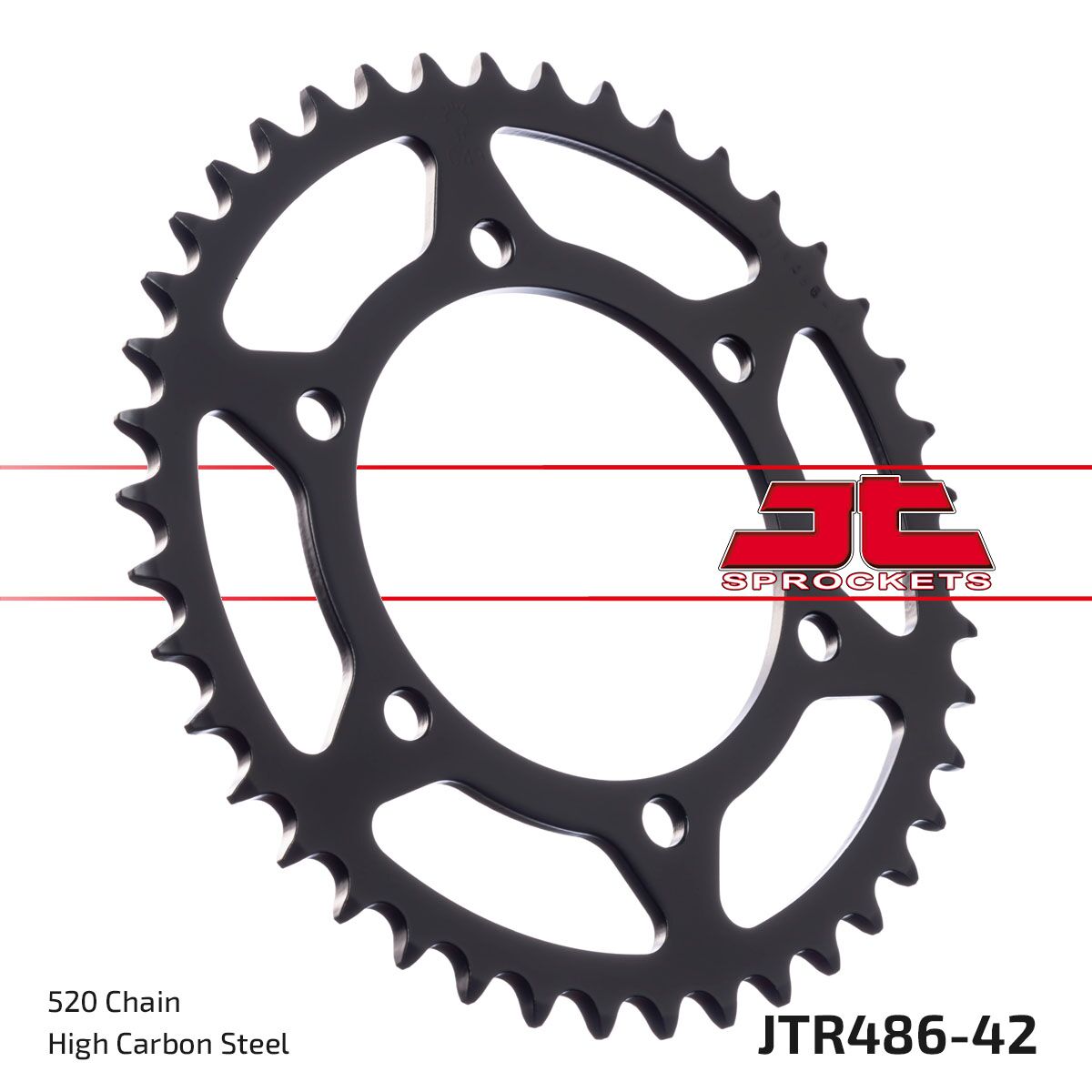 JTR486.42ZBK REAR REPLACEMENT SPROCKET 42 TEETH 520 PITCH BLACK C49 HIGH CARBON STEEL