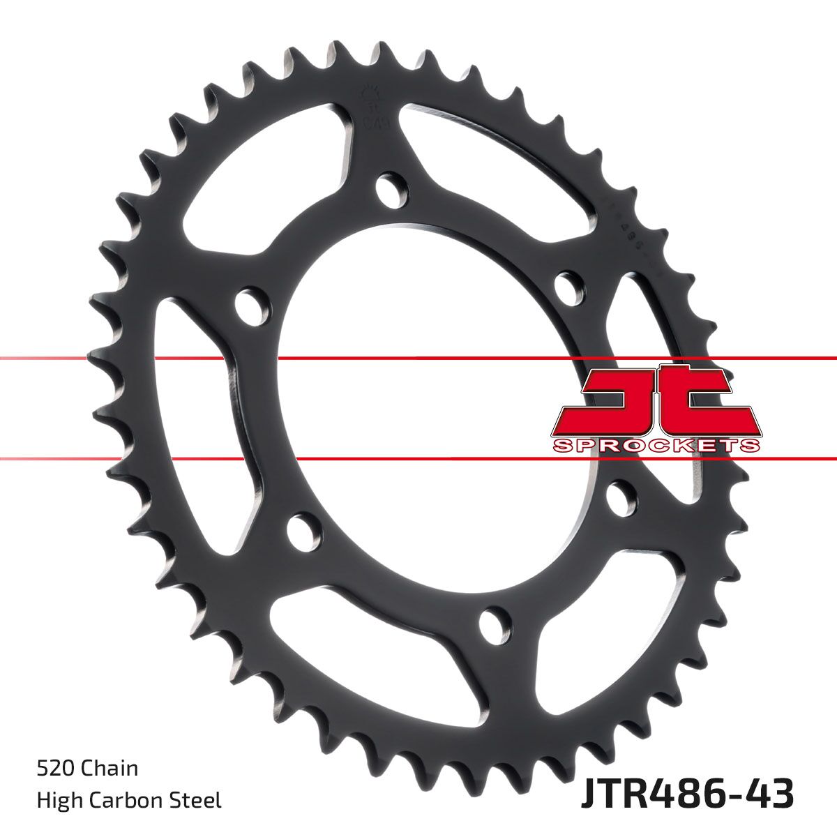 JTR486.43ZBK REAR REPLACEMENT SPROCKET 43 TEETH 520 PITCH BLACK C49 HIGH CARBON STEEL