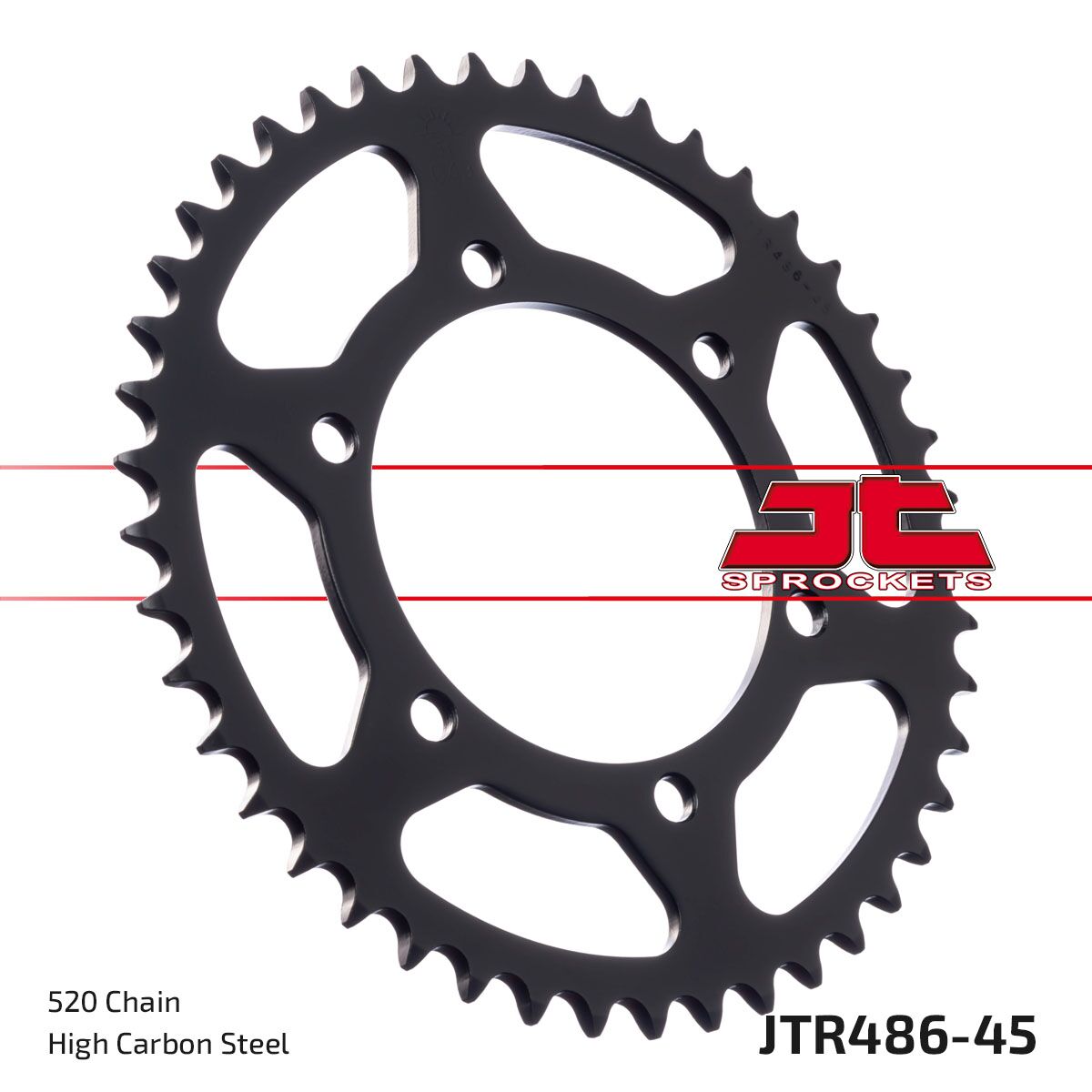 JTR486.45ZBK REAR REPLACEMENT SPROCKET 45 TEETH 520 PITCH BLACK C49 HIGH CARBON STEEL