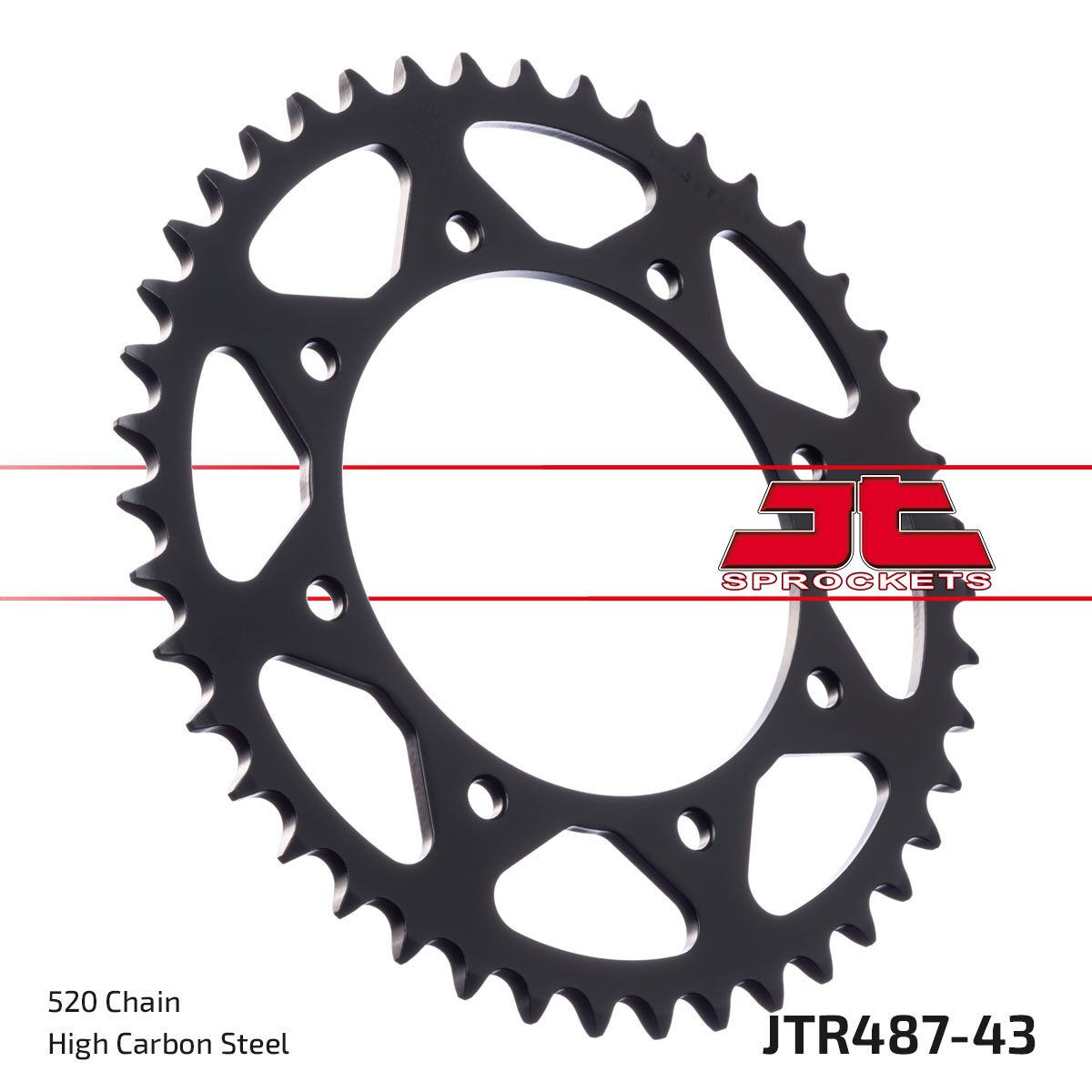 JTR487.43ZBK REAR REPLACEMENT SPROCKET 43 TEETH 520 PITCH BLACK C49 HIGH CARBON STEEL