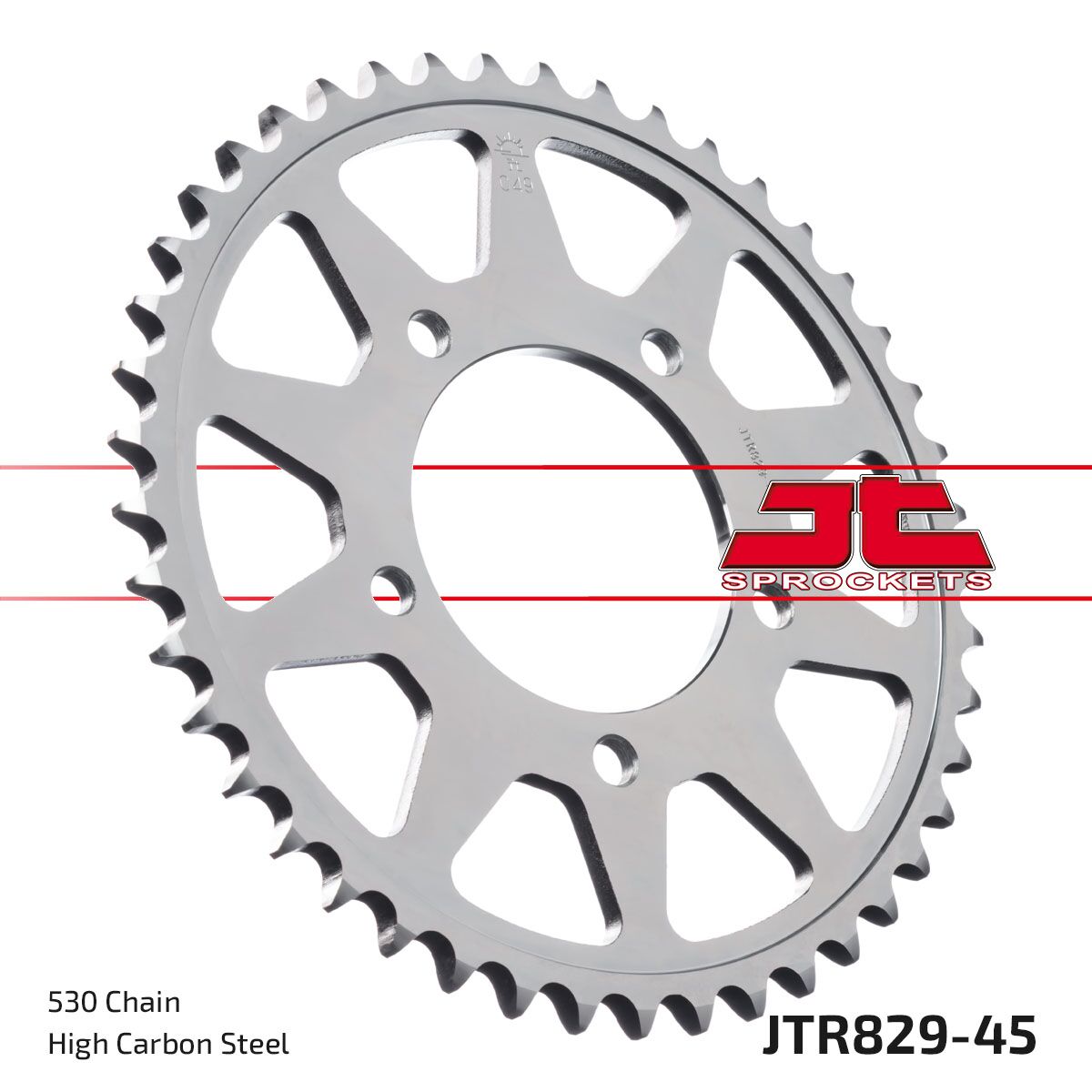 JTR829.45ZBK REAR REPLACEMENT SPROCKET 45 TEETH 50 PITCH NATURAL C49 HIGH CARBON STEEL