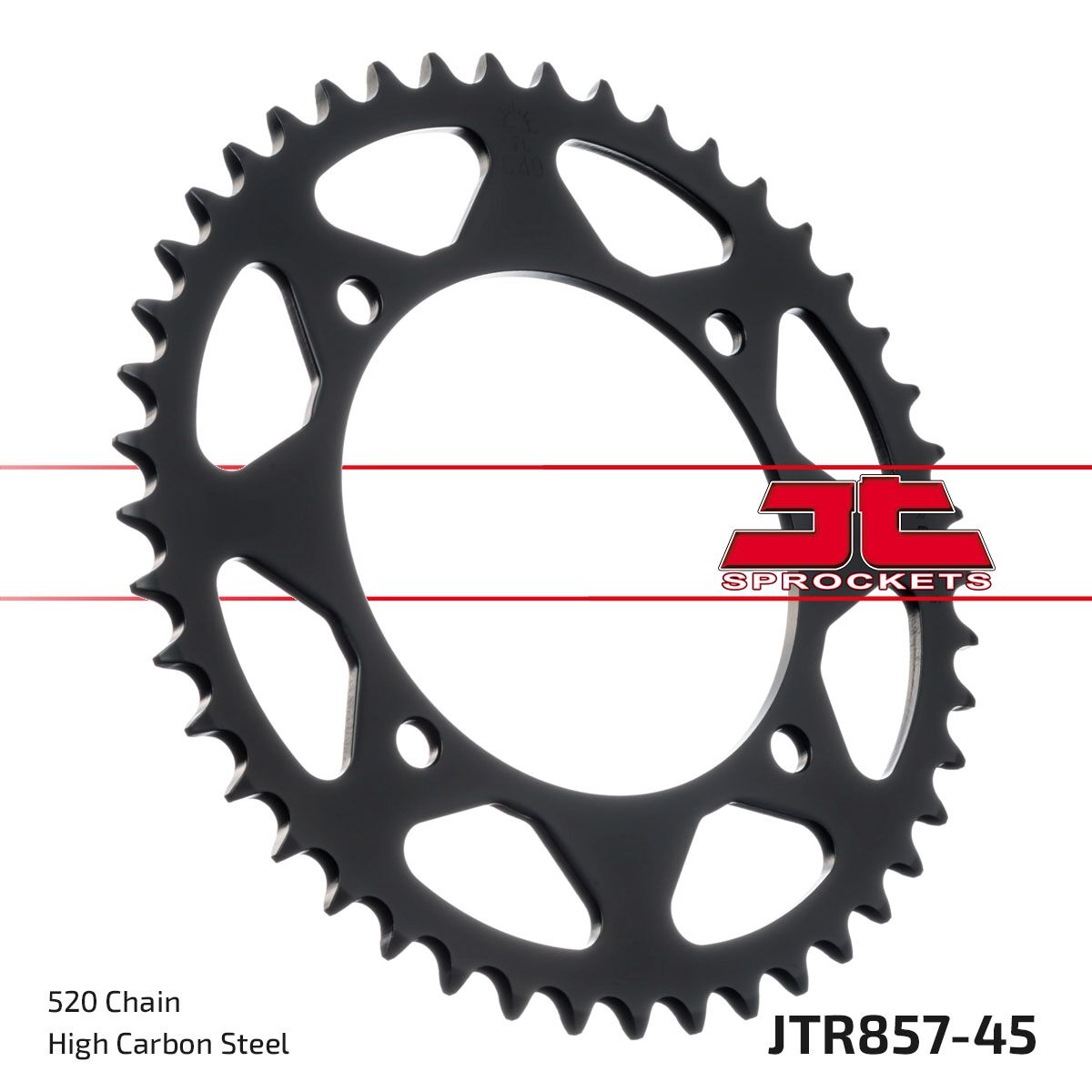 JTR857.45ZBK REAR REPLACEMENT SPROCKET 45 TEETH 520 PITCH BLACK C49 HIGH CARBON STEEL