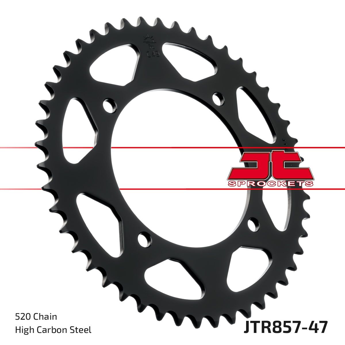 JTR857.47ZBK REAR REPLACEMENT SPROCKET 47 TEETH 520 PITCH BLACK C49 HIGH CARBON STEEL