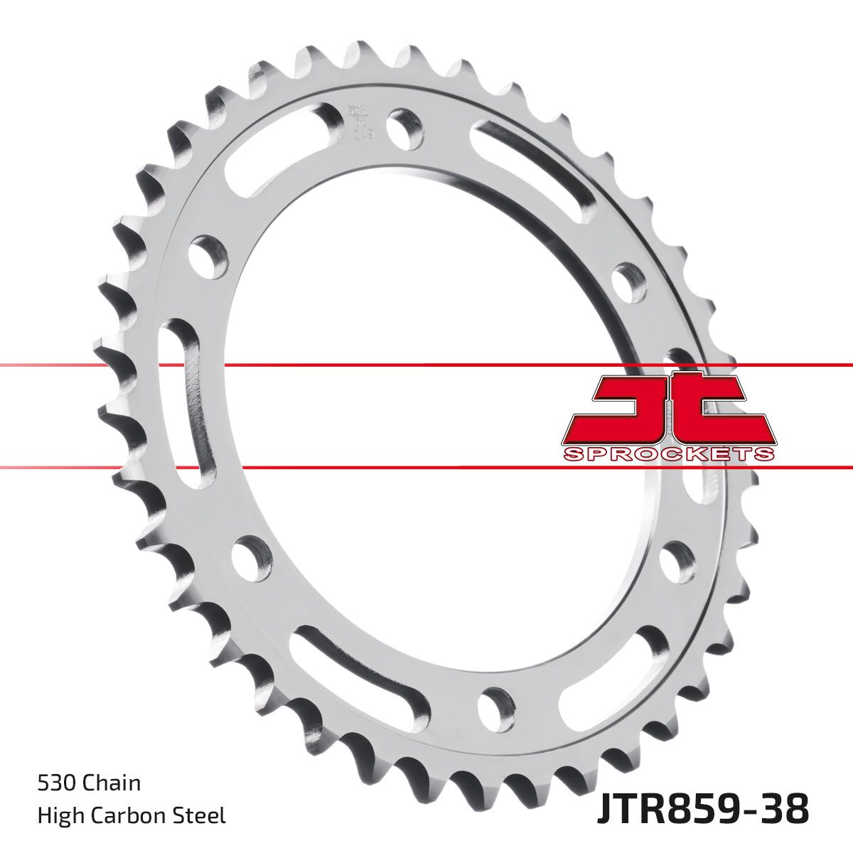 JTR859.38ZBK REAR REPLACEMENT SPROCKET 38 TEETH 50 PITCH NATURAL C49 HIGH CARBON STEEL