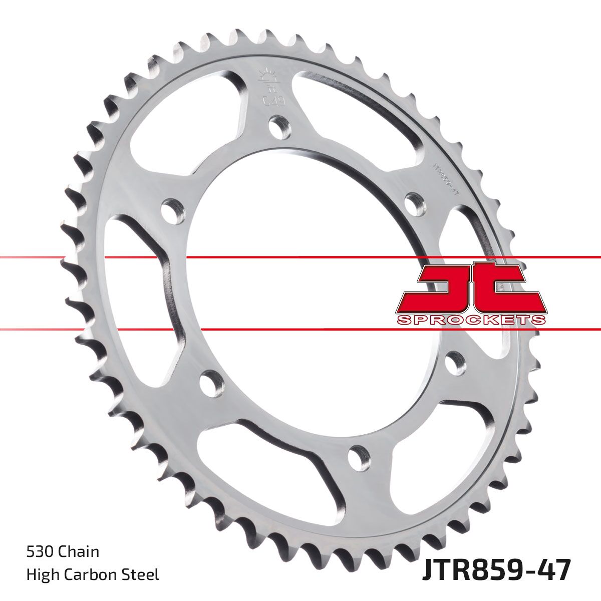 JTR859.47ZBK REAR REPLACEMENT SPROCKET 47 TEETH 50 PITCH NATURAL C49 HIGH CARBON STEEL