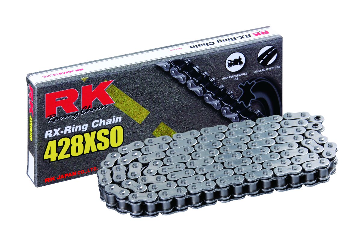 XSO 110 CLIP & RIVET LINK 428 X-RING REPLACEMENT DRIVE CHAIN / NATURAL|NATURAL / CARBON ALLOY STEEL