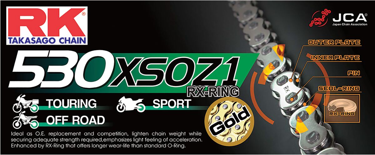 GB530XSOZ1 100 RIVET LINK 530 X-RING REPLACEMENT DRIVE CHAIN / GOLD