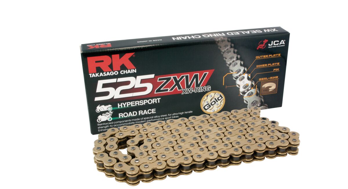 GB525ZXW 108 LINK 525 XW-RING CHAIN / GOLD/BLACK / STEEL