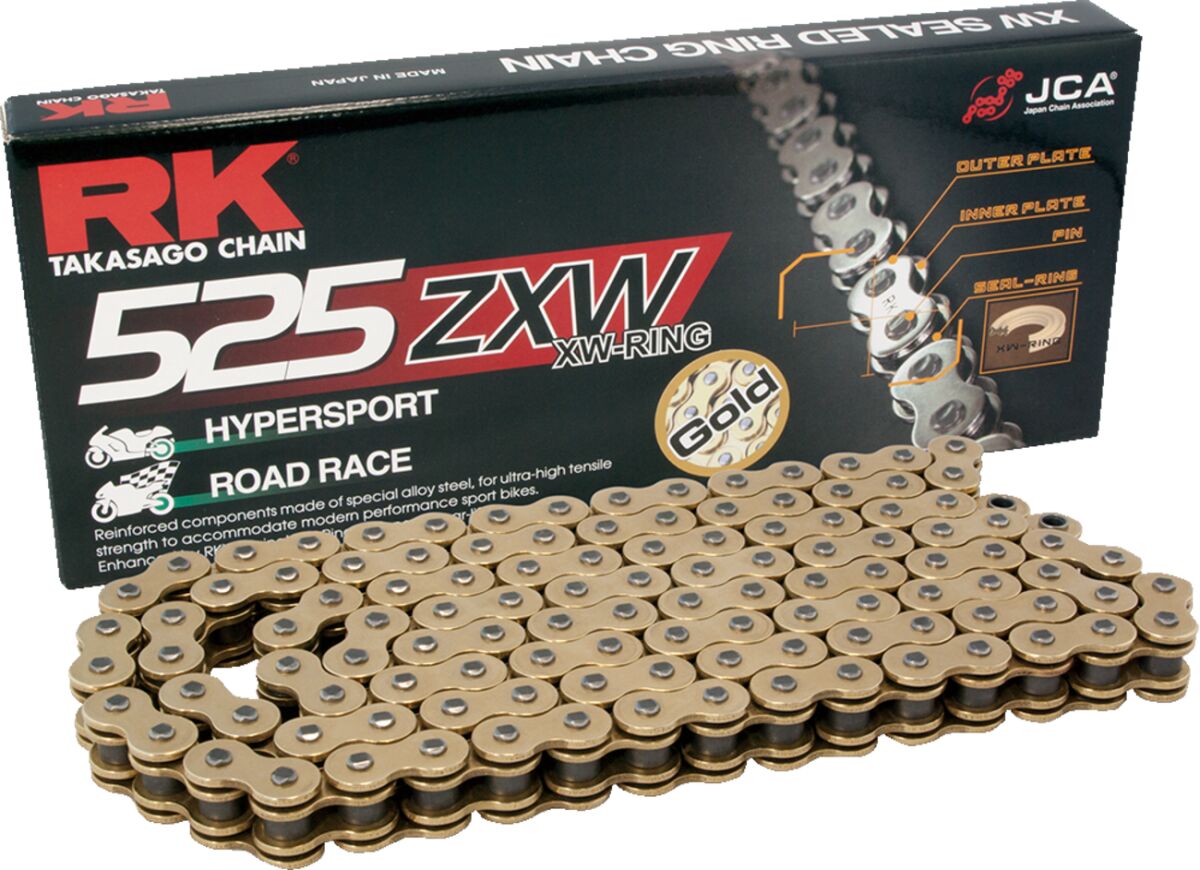 GB525ZXW 120 LINK 525 XW-RING CHAIN / GOLD/BLACK / STEEL