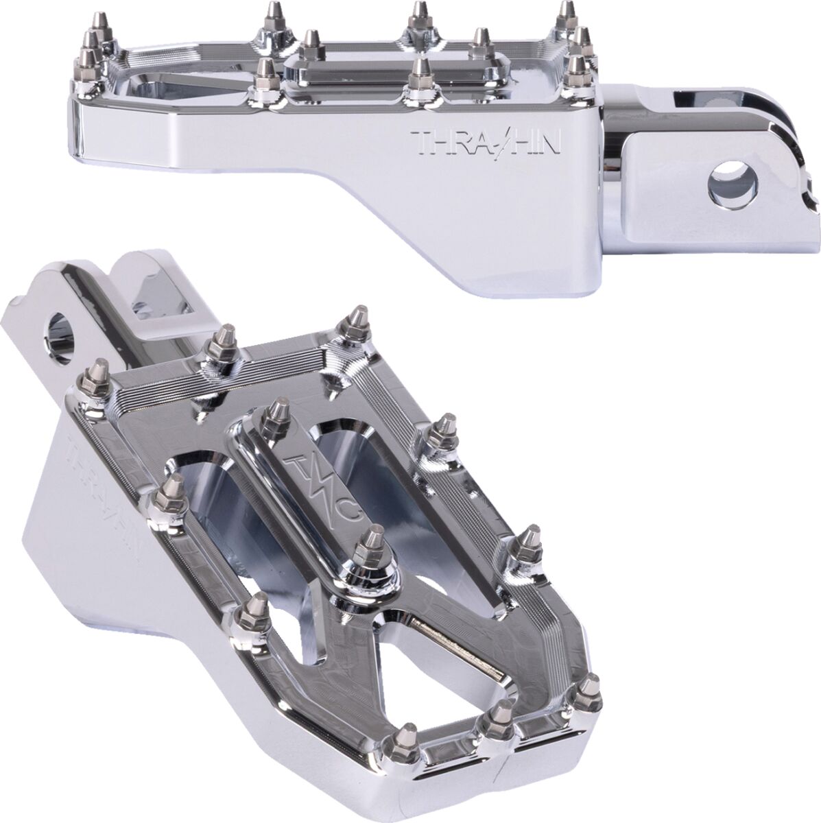 FOOTPEGS AGGRESSOR FRONT M8 SOFTAIL CHROME