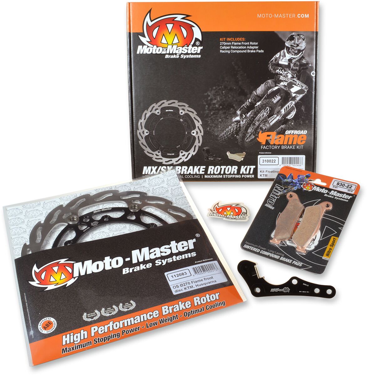 BRAKE KIT FLAME FLOATING DISC 270 MM, BRAKE PADS, RELOCATE BRACKET
