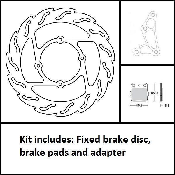 BRAKE KIT FLAME FIXED ROTOR 260mm, BRAKE PADS, RELOCATE BRACKET