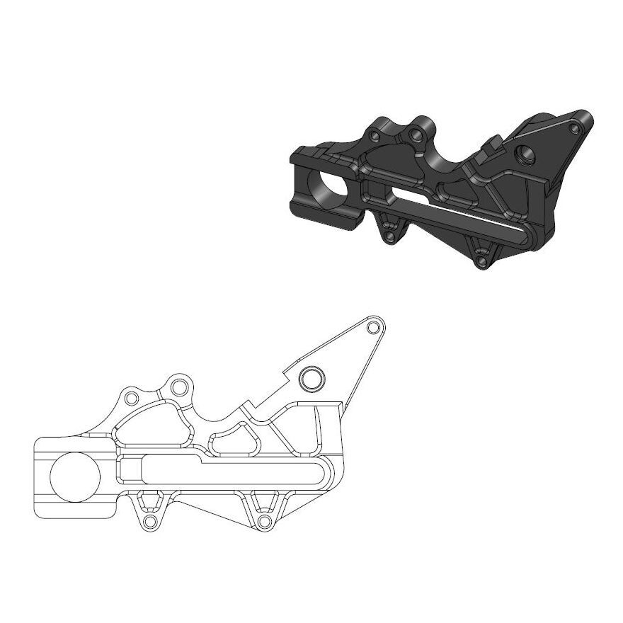 BRAKE CALIPER RELOCATION BRACKET 220MM BLACK