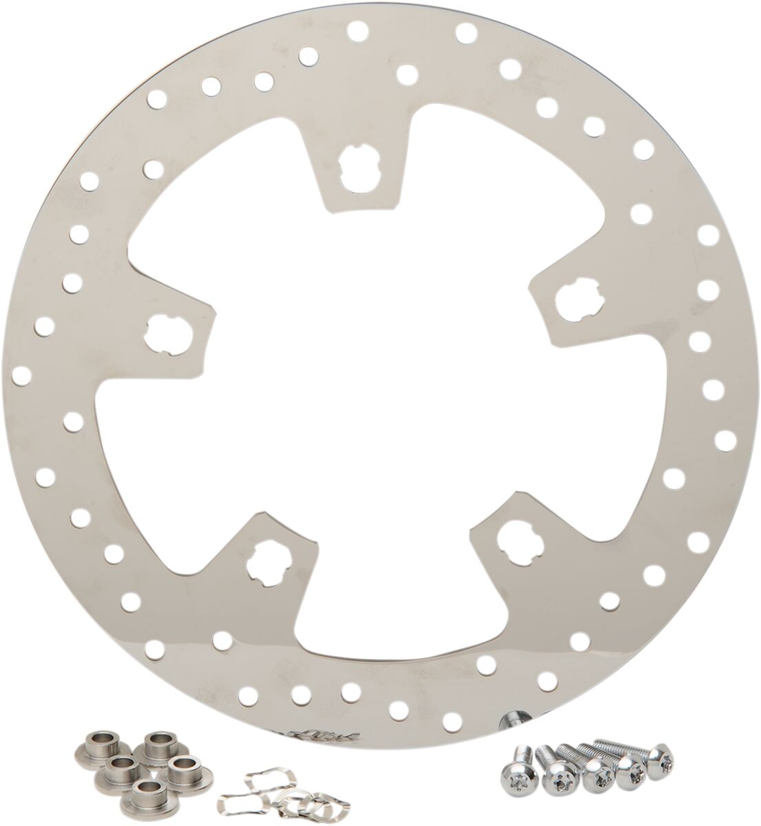 POLISHED STAINLESS STEEL DRILLED FRONT BRAKE ROTOR