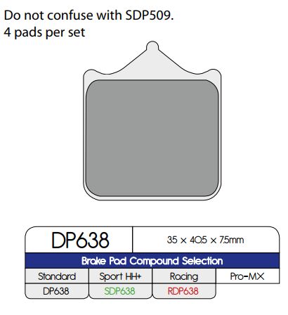 BRAKE PAD DP SINTERED REPLACEMENT STREET TOURING OFF-ROAD/ATV