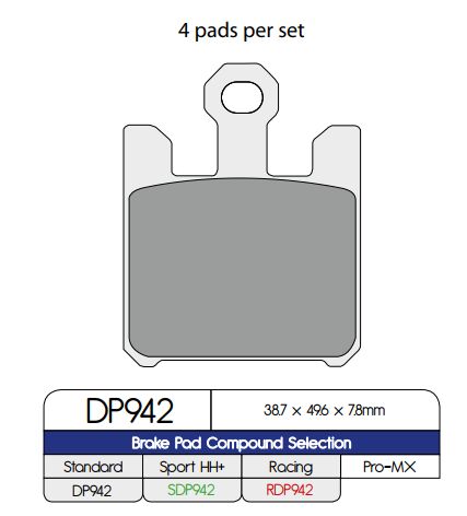 BRAKE PAD DP SINTERED REPLACEMENT STREET TOURING OFF-ROAD/ATV