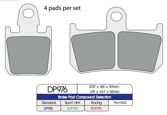 BRAKE PAD DP SINTERED REPLACEMENT STREET TOURING OFF-ROAD/ATV
